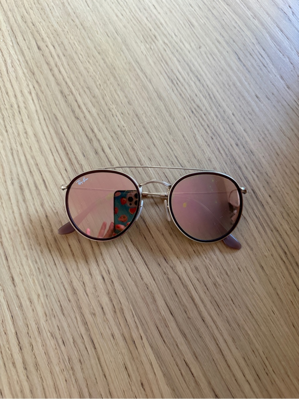 Ray-Ban Double-Bridge Round Metal Sunglasses in Pink - not sold in US